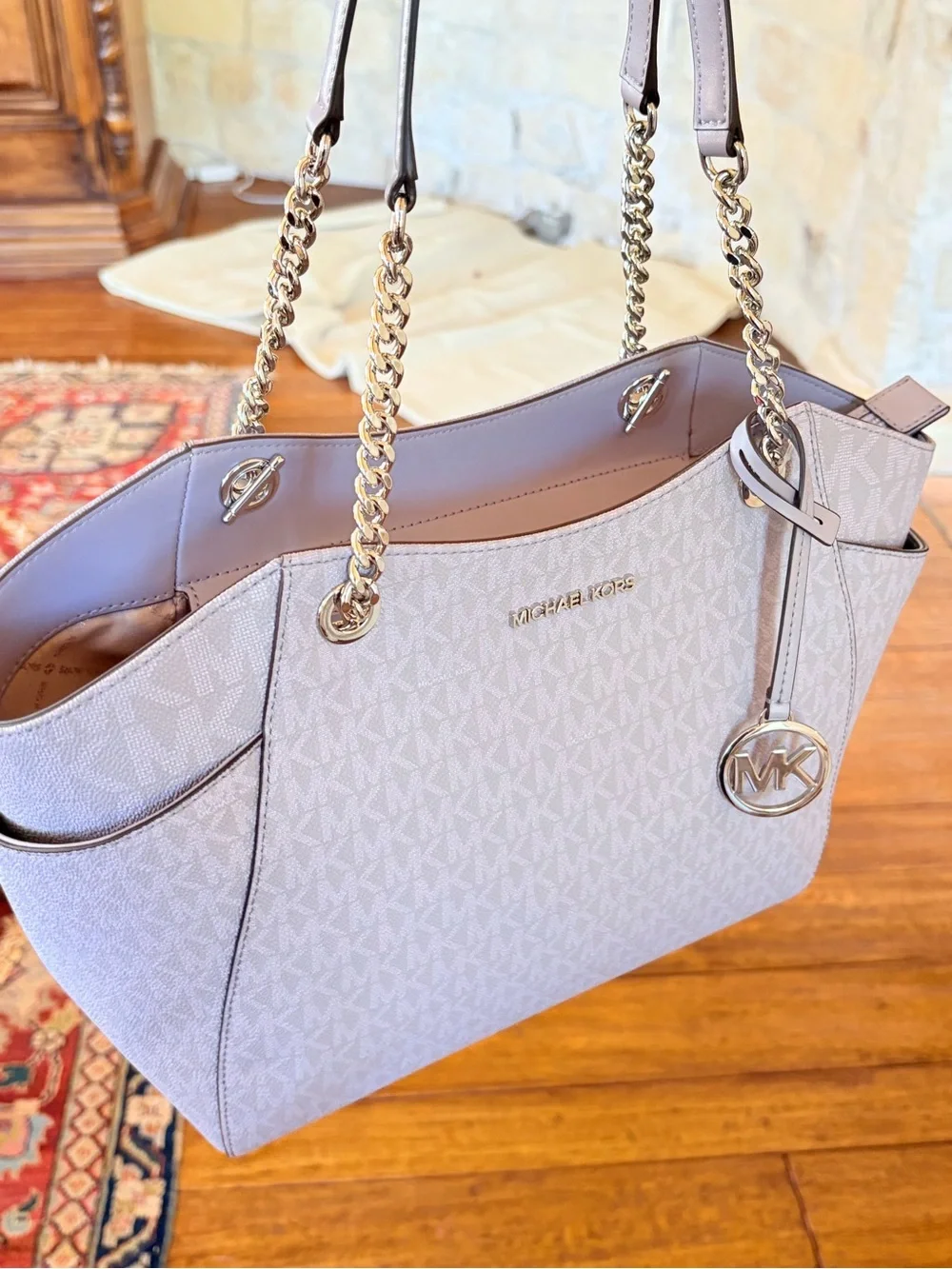 Michael Kors Lavender MK Logo Tote with Matching Wallet